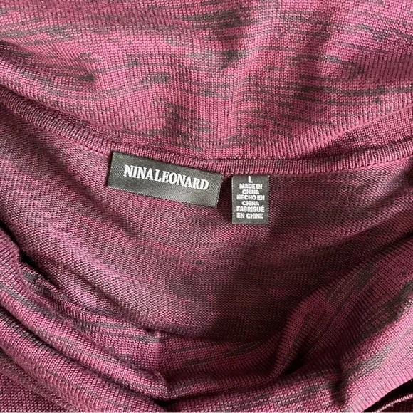 Nina Leonard Maroon “Deep Wine” Cowl Neck Long Sleeve Sweater Dress  Women’s Lg - Picture 5 of 8